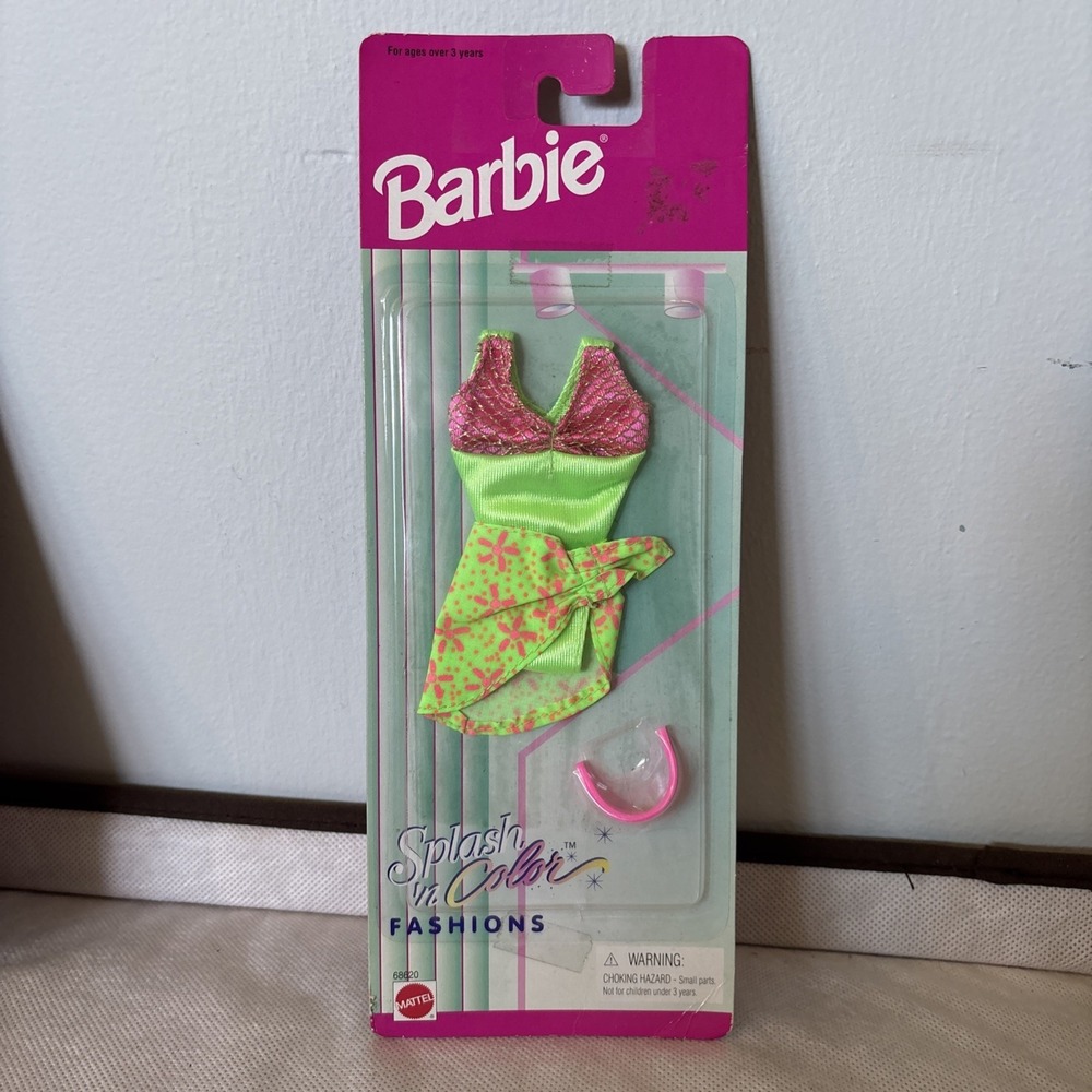 Barbie Splash n Color‎ Fashion 1996,  #68620 Neon Green And Pink Skirt, Swimsuit
